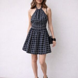 Vintage Retro Y2K Babydoll Milly Of New York Polka Dot Chain Halter Dress Sz 10